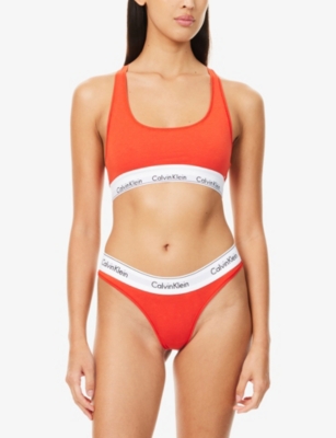 Shop Calvin Klein Womens  Icon Modal Scoop-neck Cotton-jersey Bralette In Molten