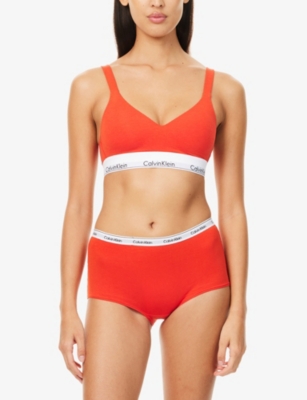 Shop Calvin Klein Womens Molten Icon Logo Boyshort Cotton-jersey Briefs Xs