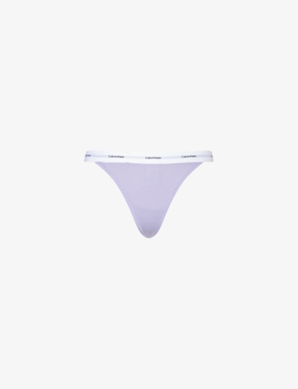 Ribbed Cotton-Blend String Thong