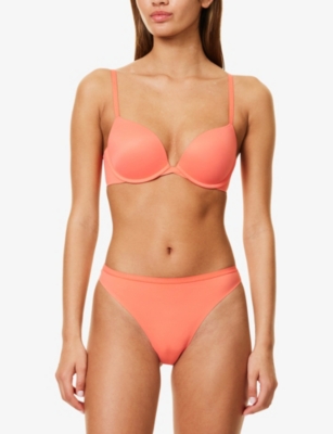 Calvin Klein Womens Perfectly Fit Branded Stretch-woven Thong Exquisite Pink Xl In Exquisite Pink