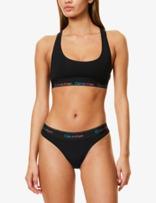 Calvin Klein Womens Icon Pride Stretch-jersey Thong Black Xl In Black