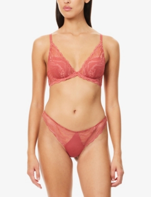 Calvin Klein Womens Terrazzo Plunge Lightly-lined Sensual Stretch-lace Bra In Terrazzo
