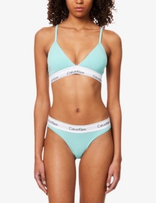 Shop Calvin Klein Womens  Icon Triangle Stretch-cotton Blend Bra