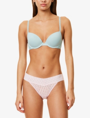 Shop Calvin Klein Womens  Ck Logo Stretch-lace Briefs In Buff Pink