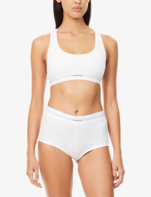 CALVIN KLEIN: Scoop-Neck Modal Ribbed Cotton-Blend Bralette
