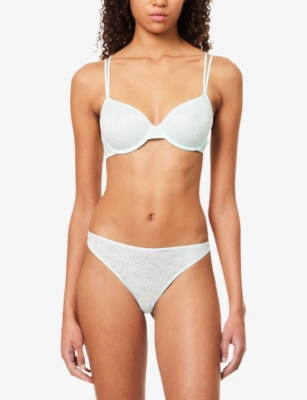Shop Calvin Klein Womens Moonlight Jade Sheer Marquisette Lightly-lined Demi Lace Bra
