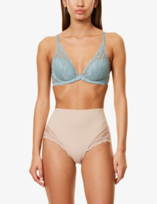 Shop Calvin Klein Womens  Sensual Push-up Stretch-lace Bra In Lead