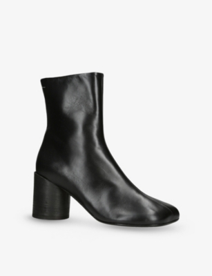 MM6: Round-toe leather heeled ankle boots