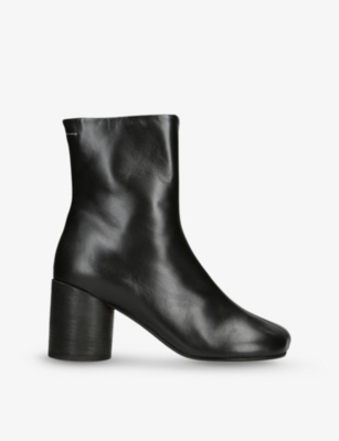 MM6: Round-toe leather heeled ankle boots