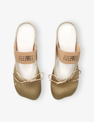 Shop Mm6 Maison Margiela Womens Mm6 Logo-elastic Satin Ballet Slippers In Gold