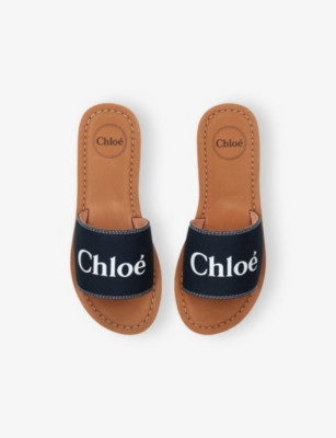 CHLOE: Kids' Logo-Print Slip-On Woven Sandals