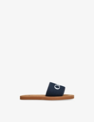 CHLOE: Kids' Logo-Print Slip-On Woven Sandals