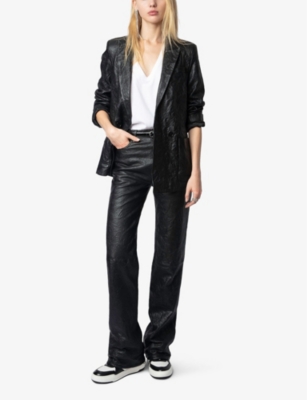 Zadig & Voltaire Evy Pleated Leather Pants In Black