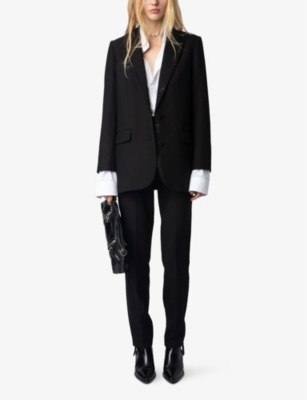 Zadig & Voltaire Womens Black Viva Rhinestone-embellished Stretch-woven Blazer In Black