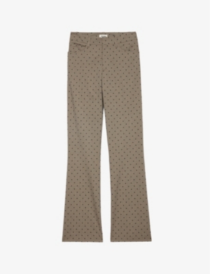 Zadig & Voltaire Womens Camel Pistol Polka-dot Flared-leg Stretch-woven Trousers In Camel