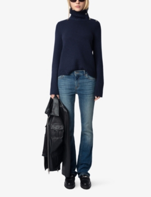 Shop Zadig & Voltaire Womens Encre Nalma High-neck Cashmere Jumper