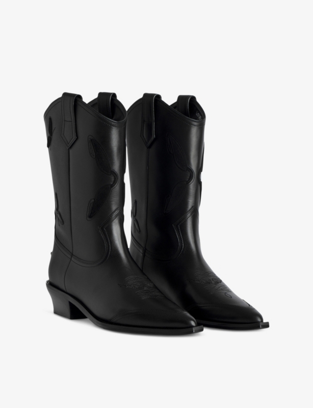 Cara Western Leather Ankle Boots