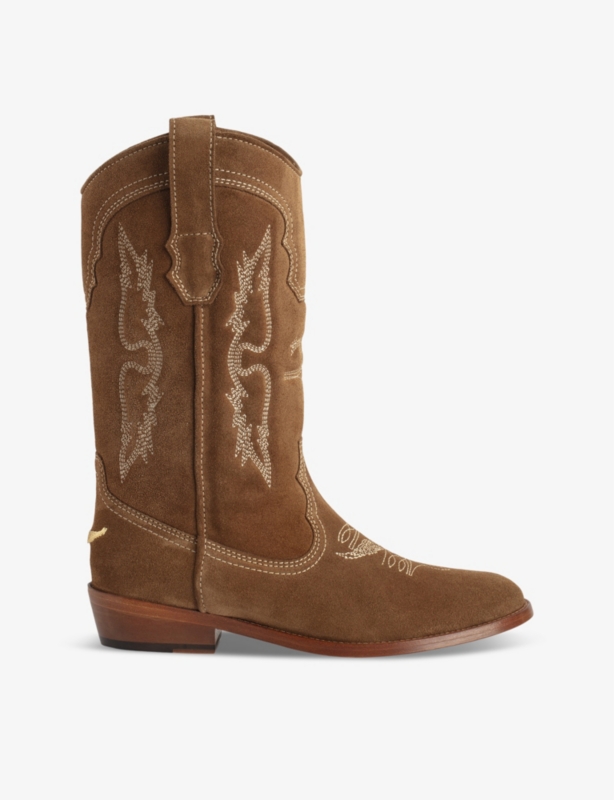 Tex embroidered suede Western boots