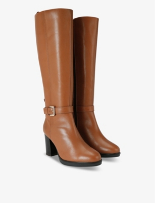 Kg Kurt Geiger Womens  Sage High-leg Heeled Leather Boots In Tan