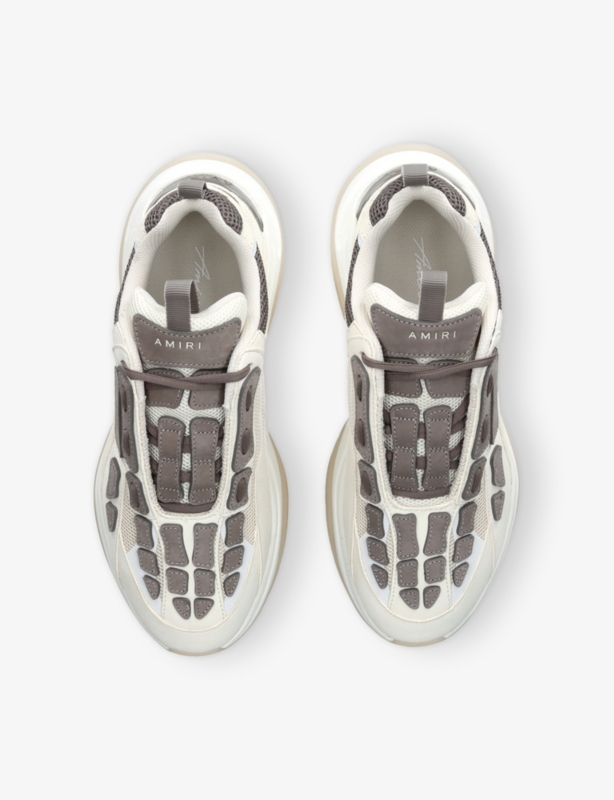 Bone logo-embroidered leather and mesh low-top trainers