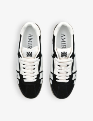 Shop Amiri Mens Black Pacific Bones Embroidered Suede And Leather Low-top Trainers Eur 42 / 8 Uk