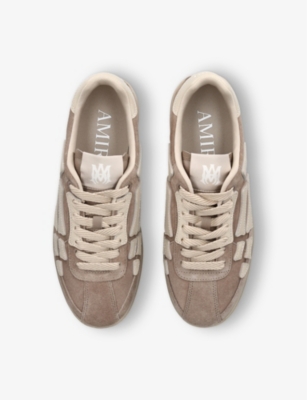 Shop Amiri Mens Brown Pacific Bones Branded Suede Low-top Trainers Eur 40 / 6 Uk