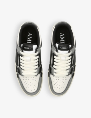 Shop Amiri Mens Grey Mixed Varsity Skel Panelled Leather Low-top Trainers Eur 44 / 10 Uk