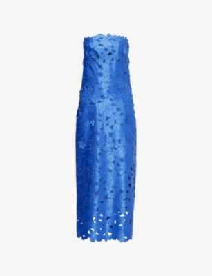 COSTARELLOS: Delmara Bandeau Satin Midi Dress