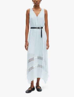 THE KOOPLES: Sleeveless Pleated Woven Midi Dress