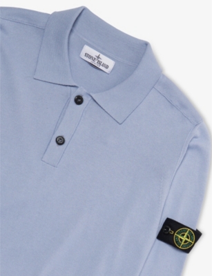 STONE ISLAND: Brand-Patch Long-Sleeves Cotton-Knit Polo Shirt 14 years