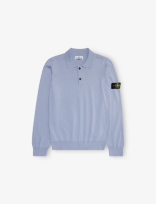 STONE ISLAND: Brand-Patch Long-Sleeves Cotton-Knit Polo Shirt 14 years