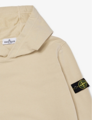 STONE ISLAND KANGAROO-POCKET BRAND-BADGE COTTON-JERSEY HOODY 