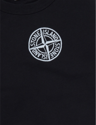 Stone Island Logo-embroidered Crewneck Cotton Sweatshirt 2-12 In Navy Blue