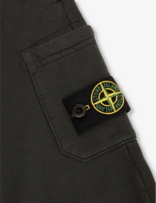 Stone Island Charcoal Logo-patch Cotton-jersey Jogging Bottoms 2-8 In Charcoal