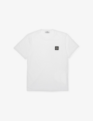 STONE ISLAND WHITE CLASSIC SHORT-SLEEVE COTTON T-SHIRT