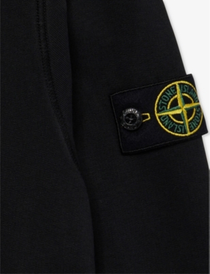 STONE ISLAND BLACK BRAND-BADGE CREWNECK COTTON-JERSEY SWEATSHIRT