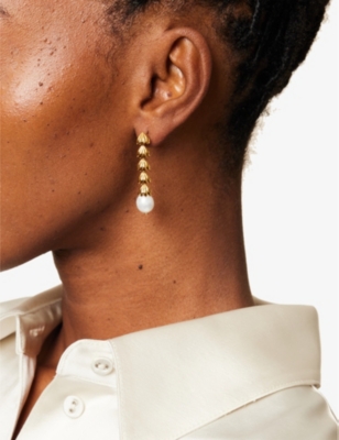 SHYLA: Chandelier 22ct yellow gold-plated silver earrings