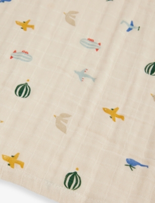 LIEWOOD: Lewis Printed Cotton Muslin Cloth Set of Two