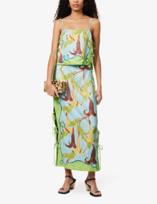 Shop Alemais Womens Multi Rafaela Tie-side Woven Midi Skirt