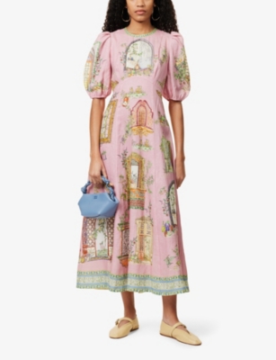 Alemais Monte Linen Midi Dress In Multi