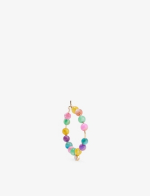 Anni Lu Womens Carnival Hoop 18ct Yellow Gold-plated Brass, Mother Of Pearl & Imitation Opal Earrings In Multi