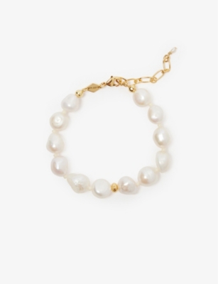 ANNI LU: Big stellar Pearly 18ct yellow gold-plated and freshwater pearls bracelet