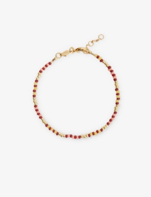 Anni Lu Bundoran 18kt Gold-plated Beaded Bracelet In Terracotta