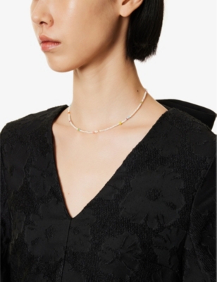 ANNI LU: Confetti Gem 18ct yellow gold-plated brass necklace