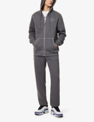 True Religion Big T Zip Hoodie In Iron Gate