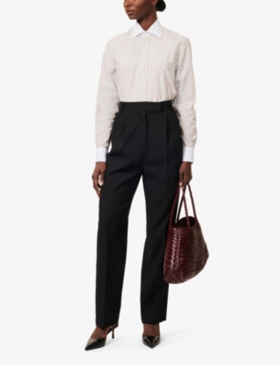 WITH NOTHING UNDERNEATH: Boyfriend stripe-pattern organic-cotton shirt