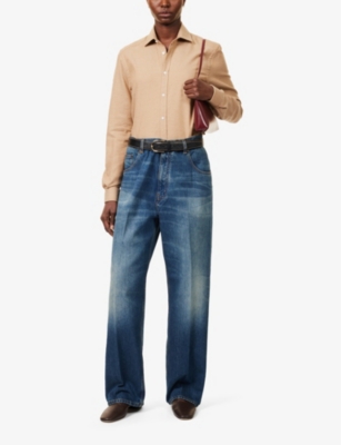 WITH NOTHING UNDERNEATH: The Classic Caramel cotton and wool-blend shirt