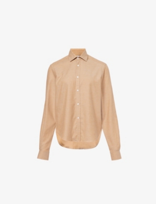 WITH NOTHING UNDERNEATH: The Classic Caramel cotton and wool-blend shirt