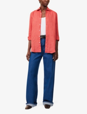 WITH NOTHING UNDERNEATH: The Boyfriend curved-hem linen shirt