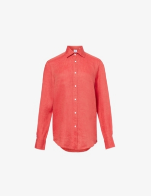 WITH NOTHING UNDERNEATH: The Boyfriend curved-hem linen shirt